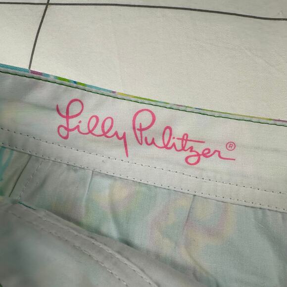 Lilly Pulitzer Shorts Women 0 Blue Green Buttercup Scalloped Hem Preppy Colorful - Picture 3 of 12